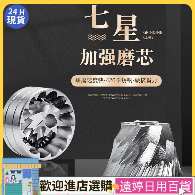 【咖啡配件 現貨速發】手搖磨豆機磨芯盤不鏽鋼咖啡機專用配件 7星錐刀磨芯磨盤零件