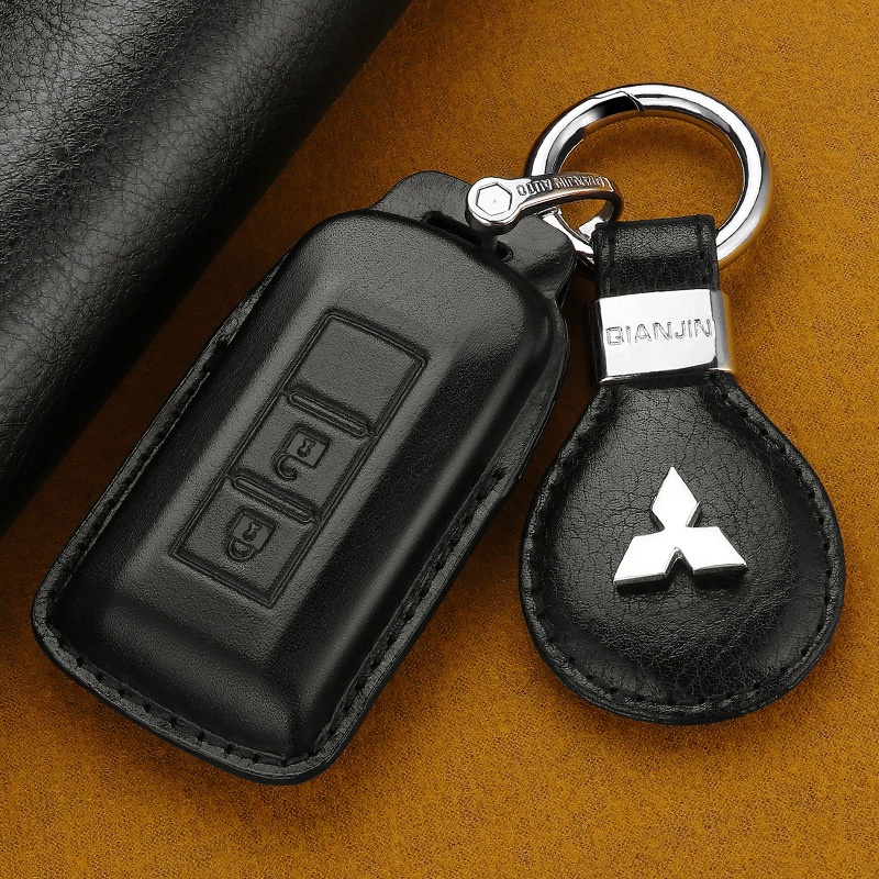 Mitsubishi鑰匙套ASX Eclipse Cross Outlander Pajero鑰匙真皮縫線保護殼