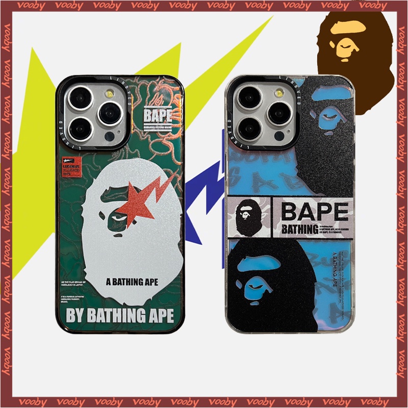 潮流時尚bape經典ape STA標籤極地藍光金屬鑰匙情侶手機殼適用於IPhone15 15Pro 15ProMax 1