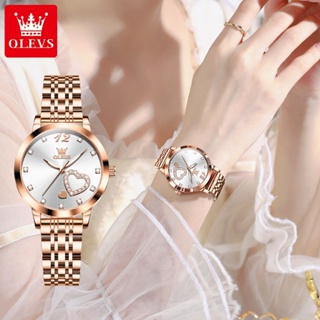 明星代言OLEVS品牌男士手錶 時尚玫瑰金小眾女士鋼帶石英手錶 5189