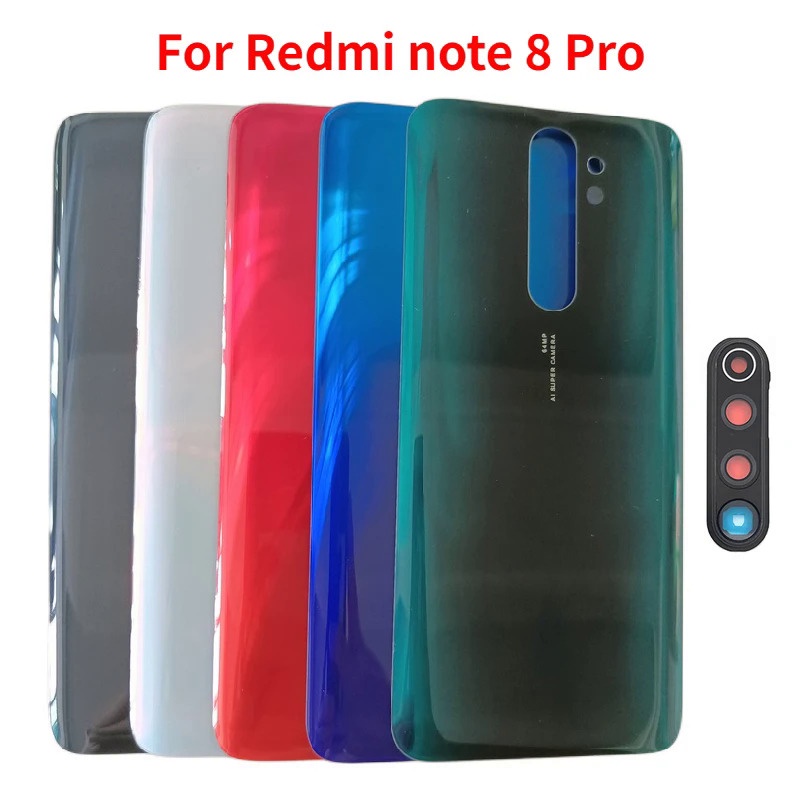 XIAOMI 適用於小米 Redmi Note 8 Pro 背面電池蓋後門外殼的全新後玻璃,帶相機鏡頭粘合劑更換