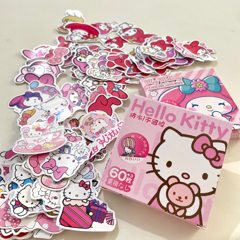 小紅書同款 三麗鷗 卡通HelloKitty貼紙 ins高顏值爆款 美樂蒂貼畫 禮盒可愛手賬裝飾