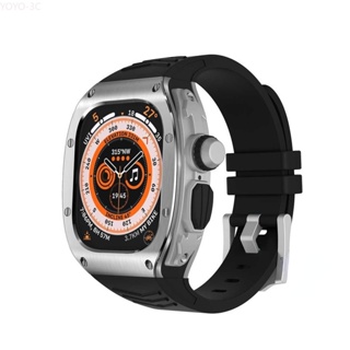 不銹鋼鎧甲錶帶 改裝保護殼 蘋果錶帶 適用 Apple Watch Ultra S9 49mm Ultra 2硅膠錶帶