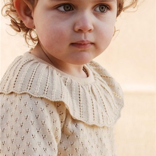 0-2 歲冬季嬰兒毛衣針織上衣嬰兒襯衫荷葉邊領襯衫