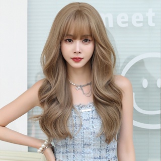 7JHH WIGS C-0371 新品秋冬假髮女長卷發大波浪整頂全頭套亞麻淺棕仿真化纖頭套