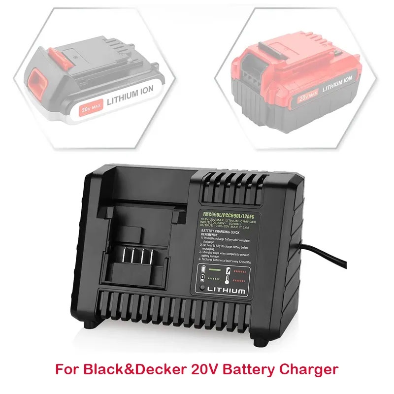3a 快速充電器適用於 Black&amp;Decker 電動工具電池適用於 Stanley PCC690L FMC609L L