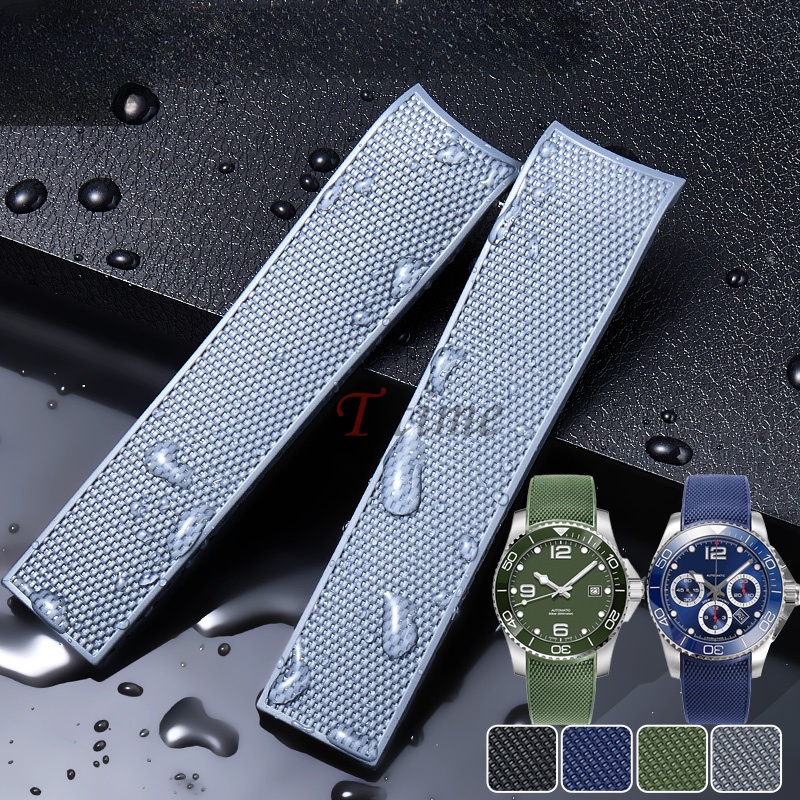 適用於浪琴表征服矽膠男士錶帶替換原裝 L3.742/782 運動潛水 21 毫米手鍊橡膠錶帶
