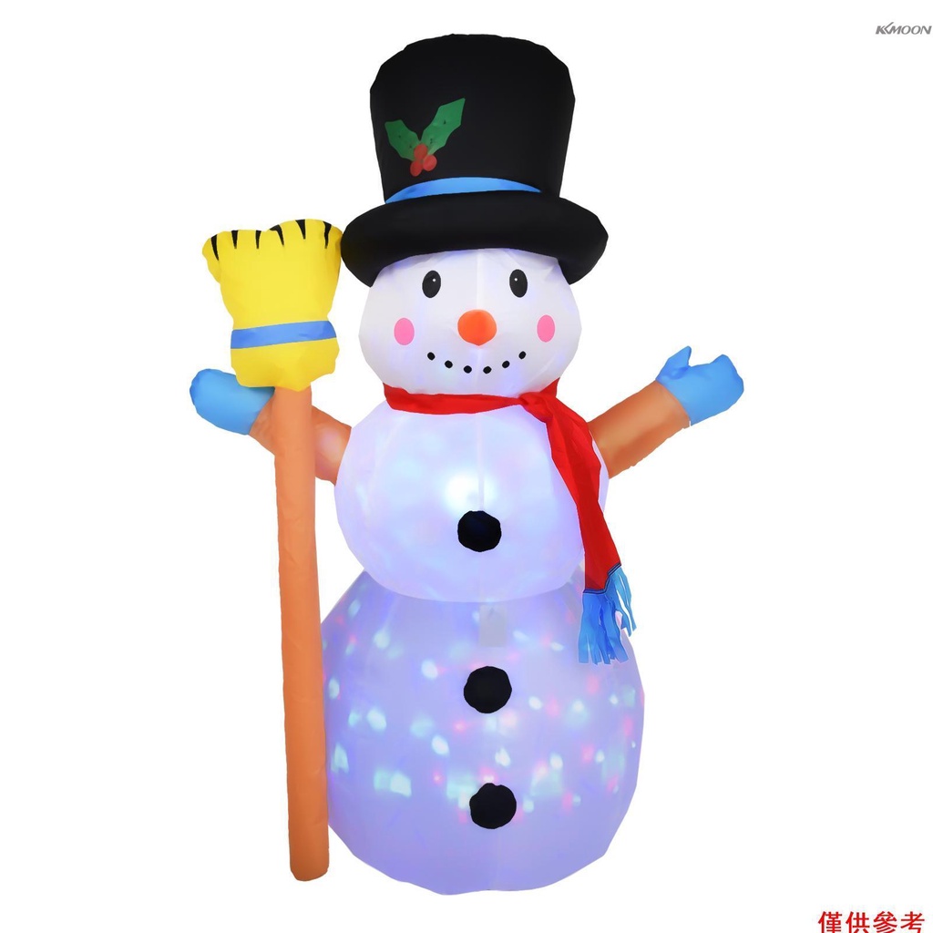 【Mihappyfly】4 英尺聖誕充氣戶外裝飾品防水發光充氣雪人聖誕充氣庭院裝飾帶 LED 旋轉燈/地板樁和繩索