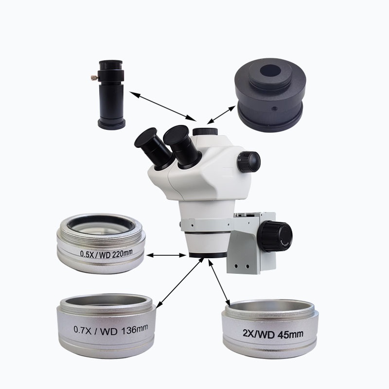 0850三目顯微鏡物鏡0.5x 0.7x 2x 顯微鏡頻道接口0.5x 1x