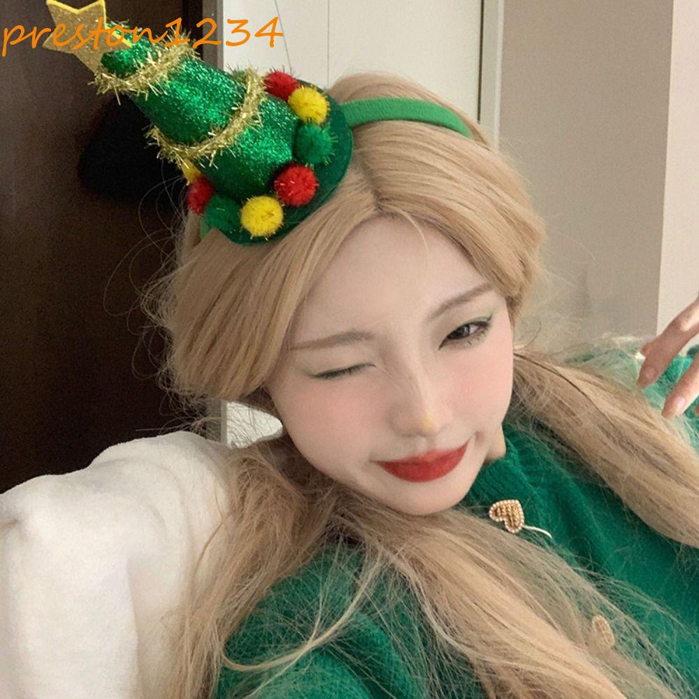 PRESTON聖誕帽頭帶,亮片星兒童聖誕髮夾,創意韓國髮飾兒童禮品新年的髮夾聖誕服裝裝扮