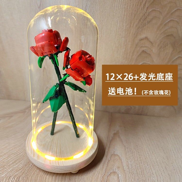 🔥台灣新款熱賣🔥 玻璃罩防塵罩 適用樂高積木 40460玫瑰花郁金香禮物擺件展示盒 透明