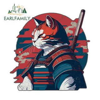 Earlfamily 13 釐米武士貓汽車貼紙摩托車頭盔汽車擋風玻璃筆記本電腦乙烯基防水 JDM 貼花 DIY 防刮汽車