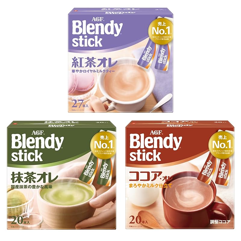 [日本直送]Amazon.co.jp独家] AGF Blendy stick红茶、可可、抹茶3种抹茶饮用对比套装 [奶茶