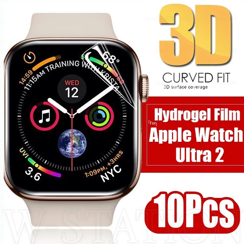 5 件兼容 Apple Watch Ultra 2 - 高清凝膠屏幕保護膜 - 超薄軟 TPU 水凝膠膜 - 防刮屏幕保