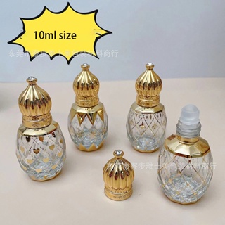 10ml精油瓶金色玻璃瓶帶滾珠香水瓶滾瓶帶皇冠蓋