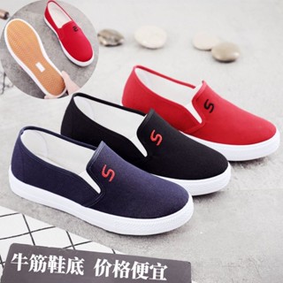帆布鞋春季休閒鞋平底單鞋懶人鞋女一腳蹬女士學生鞋Canvas shoes Spring casual shoes Fla