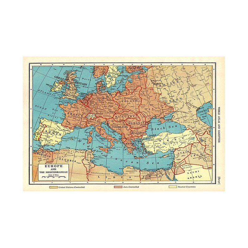 Possbay 1941 年歐洲復古地圖,英文版,教育海報,客廳裝飾牆畫無框