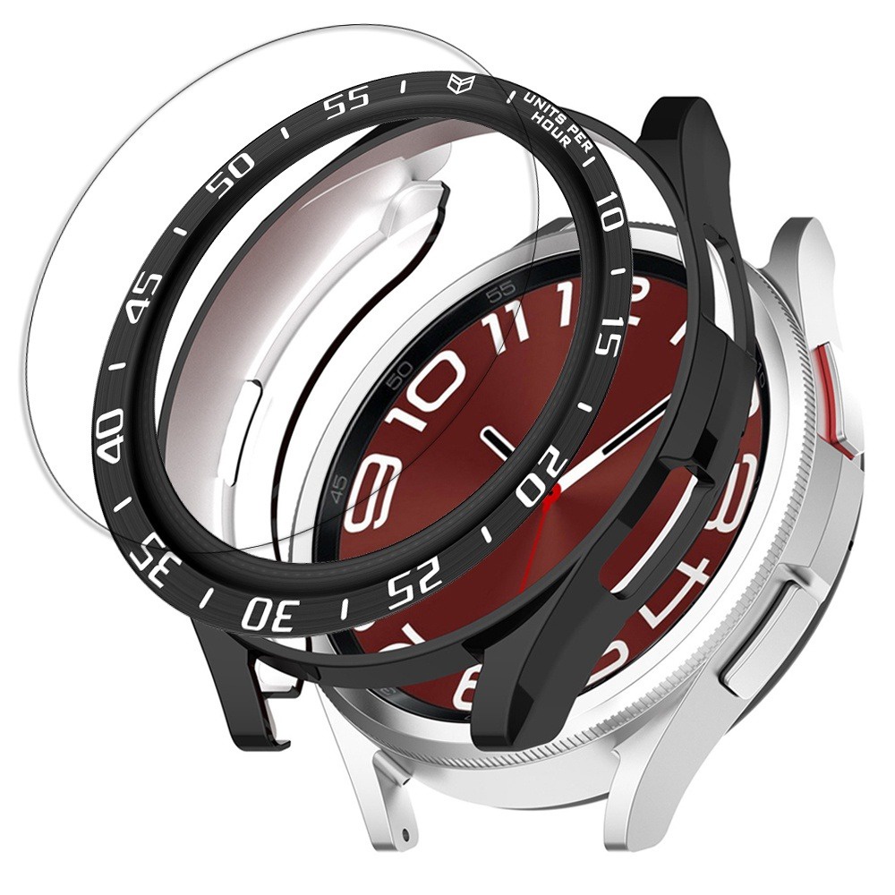 TPU 錶殼 + 錶圈+鋼化保護貼 3 件套 適用於三星 galaxy watch 6 Classic 47 43mm