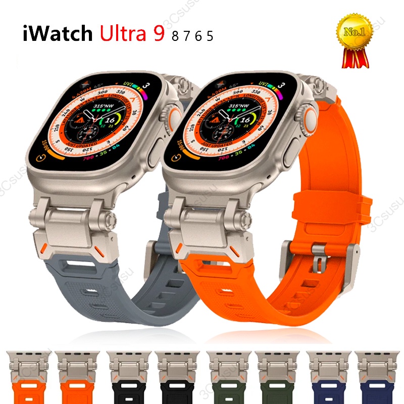 Tpu 運動錶帶鈦色矽膠錶帶兼容 Apple Watch Ultra 9 8 7 6 5 4 SE 3 SE iWatc