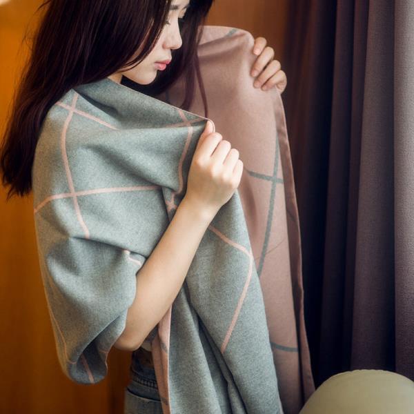 圍巾女秋冬季韓版雙面格子辦公室空調披肩加厚兩用百搭保暖披風夏