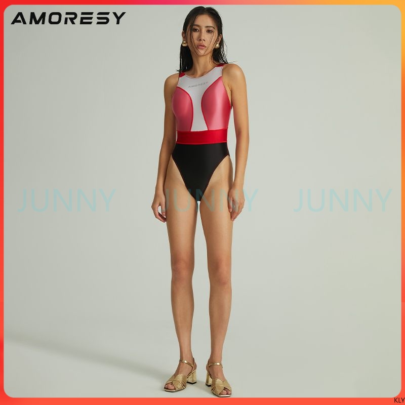 運動服飾 AMORESY Aphrodite系列氨綸活潑收腰科技塑身時尚氣質競技泳衣