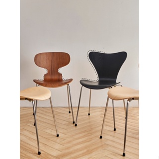 『One home』中古餐椅家用實木靠背凳子餐桌椅設計師咖啡廳網紅螞蟻椅復古椅子