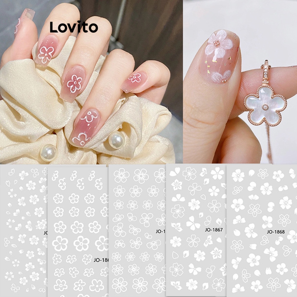 Lovito Beauty 彩繪2K可愛花朵女式人造指甲 LBT01056