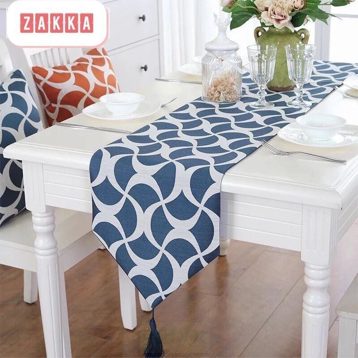 [HOME] 桌旗 32x220 藍色 床尾巾 桌旗巾 床旗 桌巾 裝飾條 北歐現代簡約 餐桌 茶几 櫃子 收納櫃