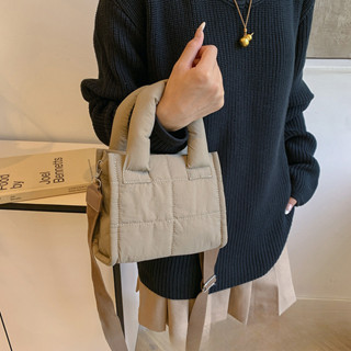【臺灣出貨】託特包 女 輕便 羽絨棉 棉服包 韓版 迷你單肩 斜揹包 女生手提 小方包