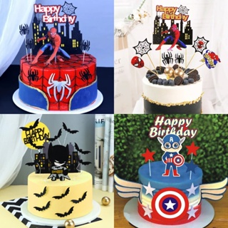 1 套卡通蝙蝠俠蜘蛛俠蛋糕裝飾超級英雄生日快樂紙杯蛋糕裝飾兒童生日派對嬰兒淋浴甜點烘焙用品