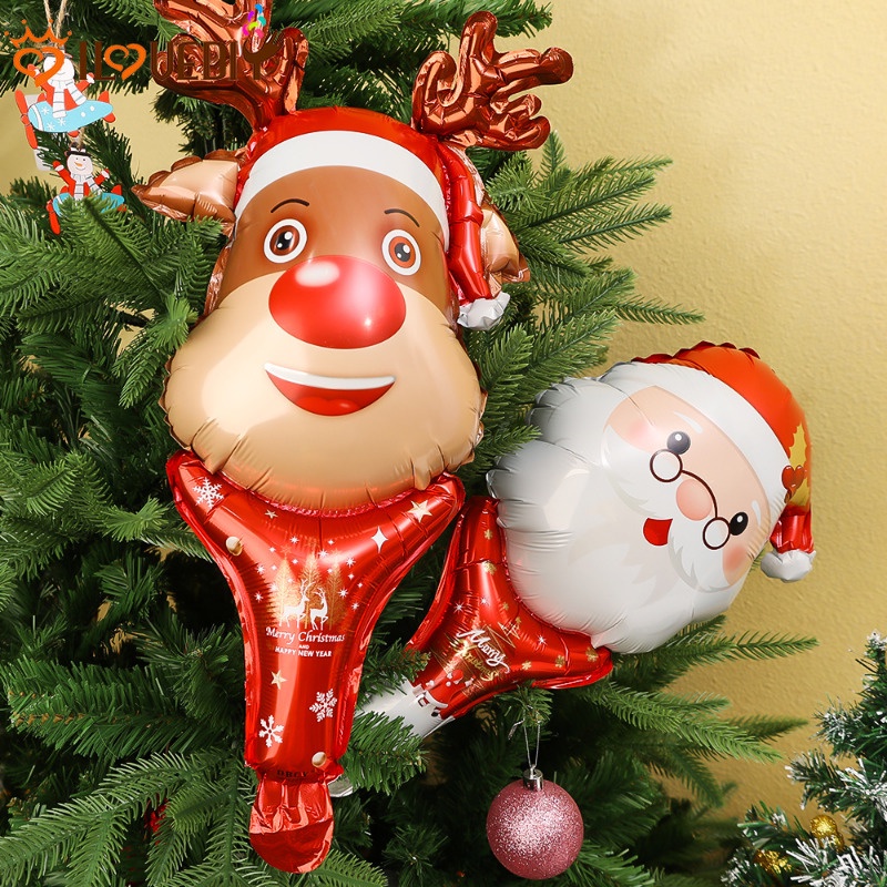 [精選] 聖誕萬聖節派對裝飾道具 / 拍攝表演場景裝飾 / 充氣鋁箔氣球 / 手持聖誕氣球棒 / 兒童卡通氣球玩具