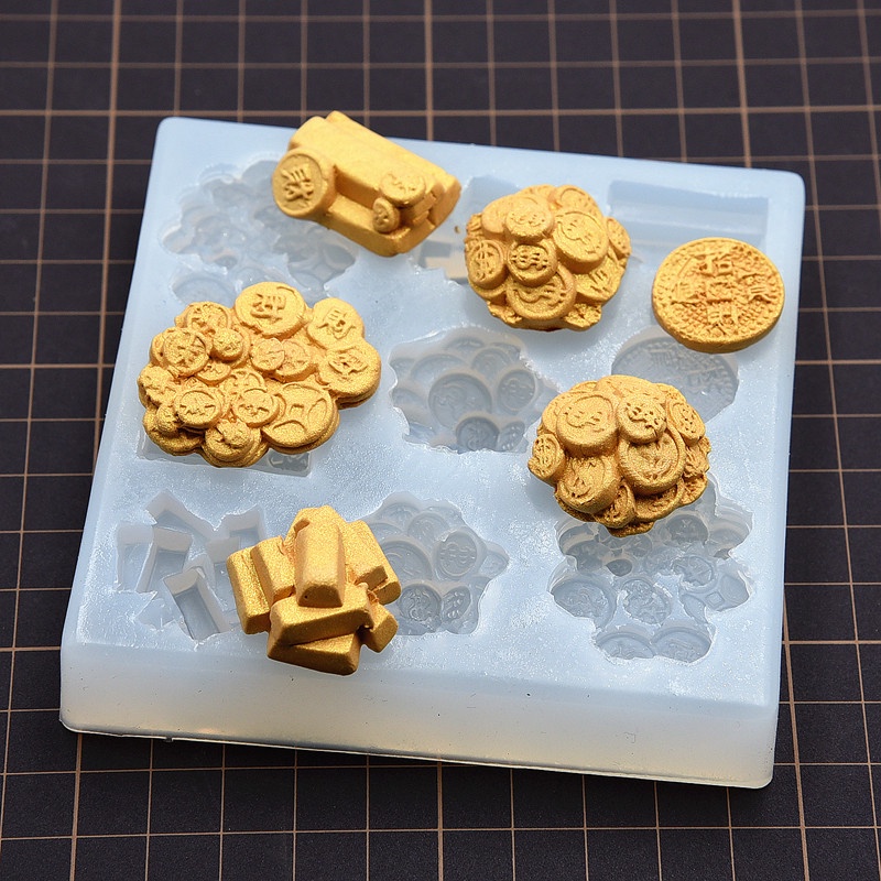 【現貨】超輕粘土軟陶金元寶金條矽膠模具 矽膠巧克力翻糖樹脂土DIY模具