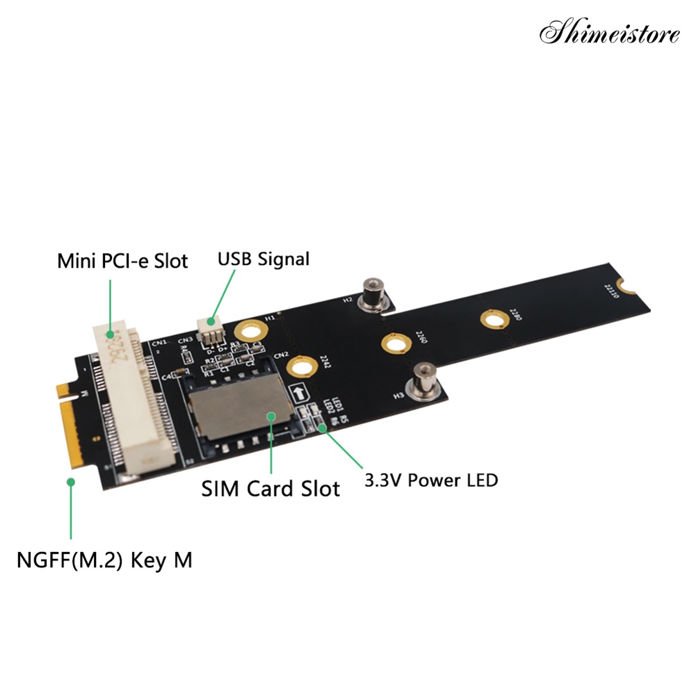 [時美3C]Mini PCI-E轉NGFF(M.2) Key M轉接卡 帶SIM卡座 3 /4G / WiFi迷你卡轉換