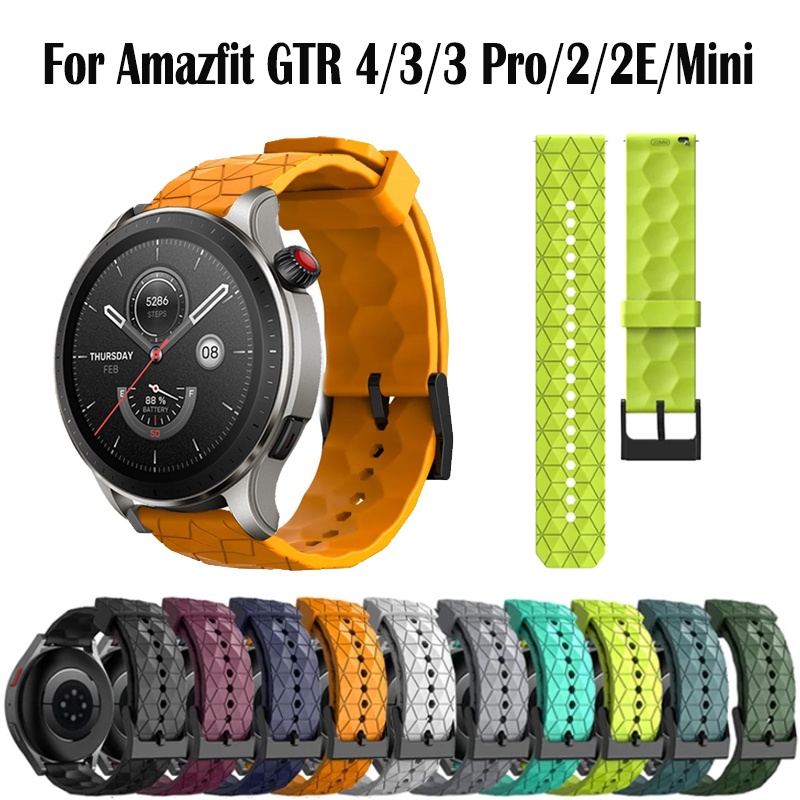 Amazfit GTR 4 3 Pro 2 2E 迷你 GTR 42 毫米 47 毫米智能手錶運動錶帶的足球圖案矽膠錶帶