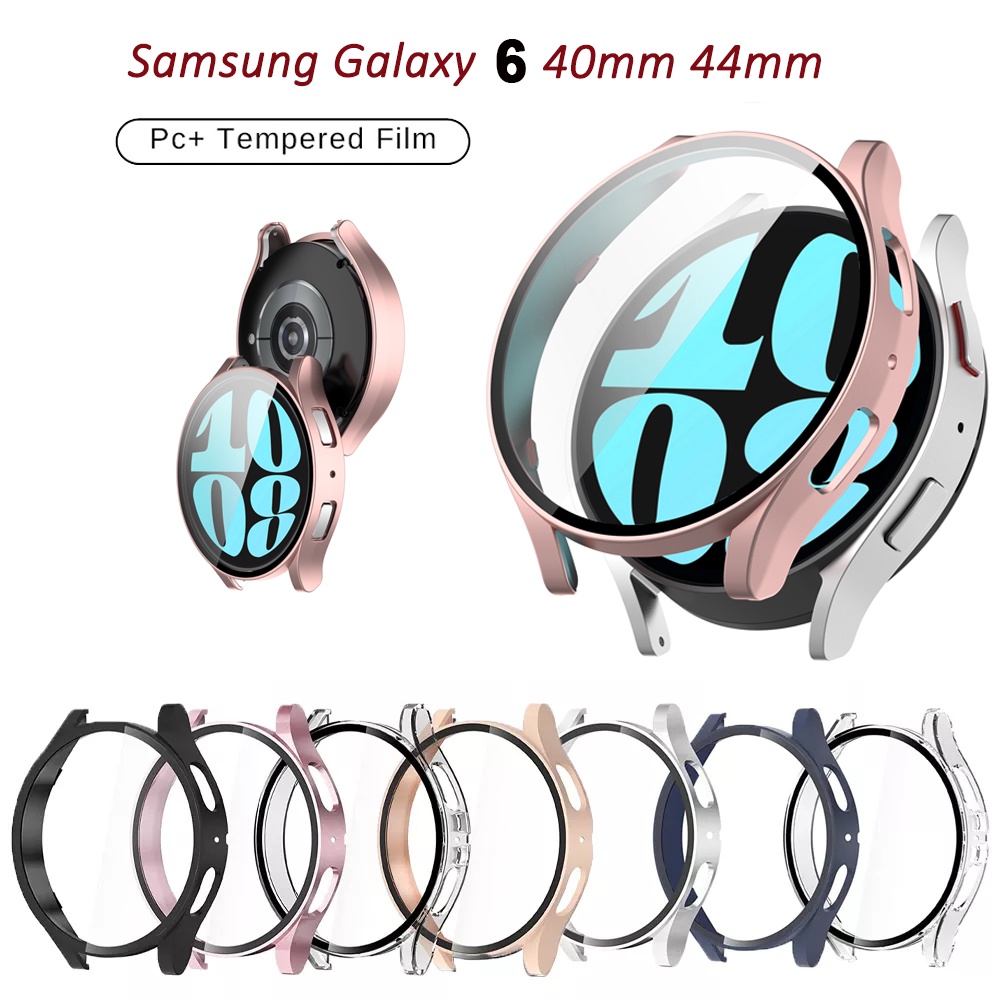 SAMSUNG 適用於三星 Galaxy Watch 6 40mm 44mm 的硬質 PC 外殼鋼化玻璃屏幕保護膜保護套