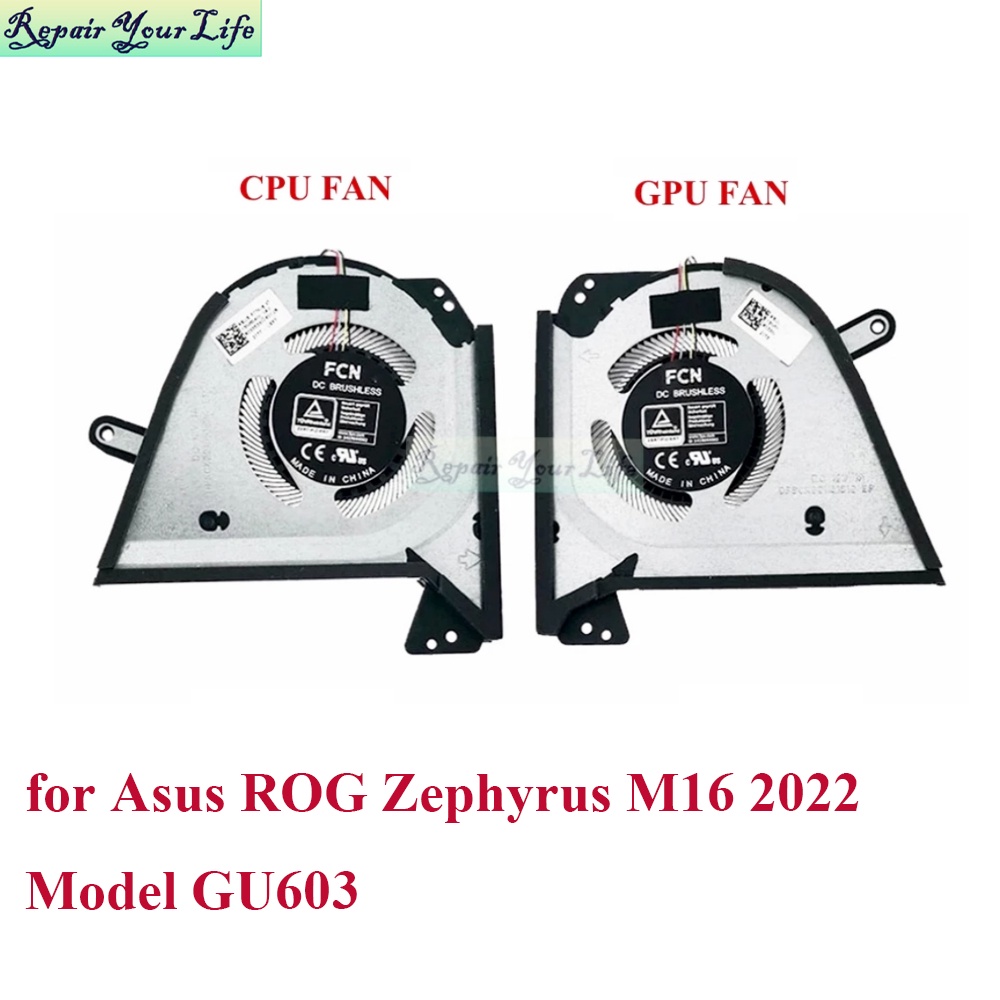 Cpu GPU 冷卻風扇適用於華碩 ROG Zephyrus M16 GU603 GU603ZM GU603ZE ZW