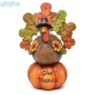 Cc 感恩節南瓜火雞雕像樹脂雕像裝飾品秋季收穫餐桌裝飾萬聖節