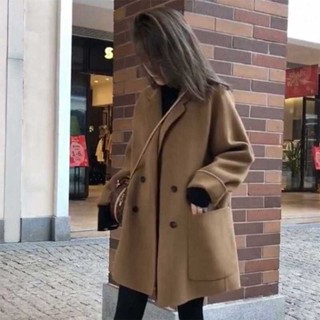 🌟Lovely愛出貨🌟黑色高階感小個子毛呢外套女2023年秋冬季新款中長款韓系百搭上衣