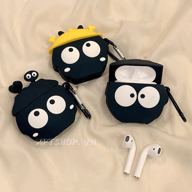 帽子煤球鯊魚動漫人物+黑鉤液態矽膠軟tpu兼容airpods Pro AirPods Pro2 AirPods 3/2/