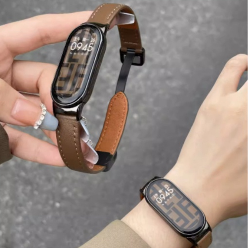 小米手環8nfc錶帶皮質 磁吸折疊扣 適用7/6/5/4/3腕帶8手錶帶智慧運動手環三四五六七八代替換带