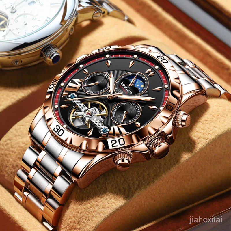 賓卡達新款正品名牌男士手錶機械錶全自動防水夜光商務名錶