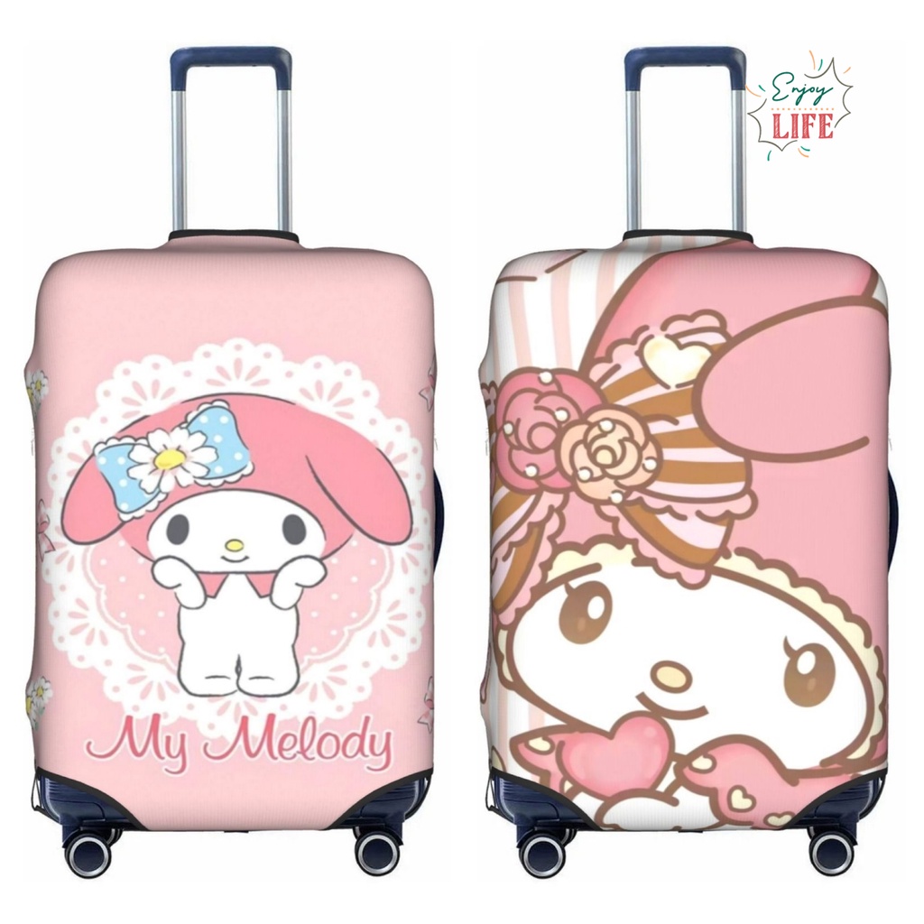 My Melody 旅行箱保護套彈性保護可水洗卡通行李箱蓋適用於 18-32 英寸三麗鷗行李箱動漫