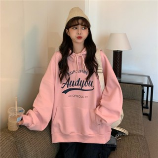 新款女式字母印花連帽衫韓國秋冬 Instagram 設計情侶長袖上衣