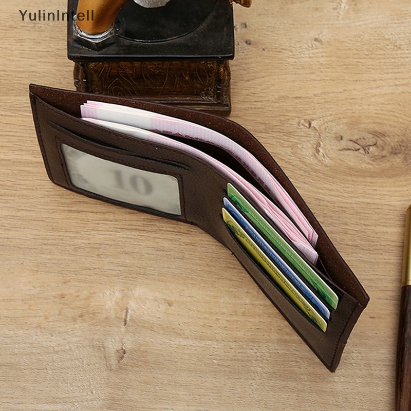Ylth Outdoor 男士短款雙折人造皮革 Masculina Billetera 信用卡夾錢包皮夾錢包 QDD
