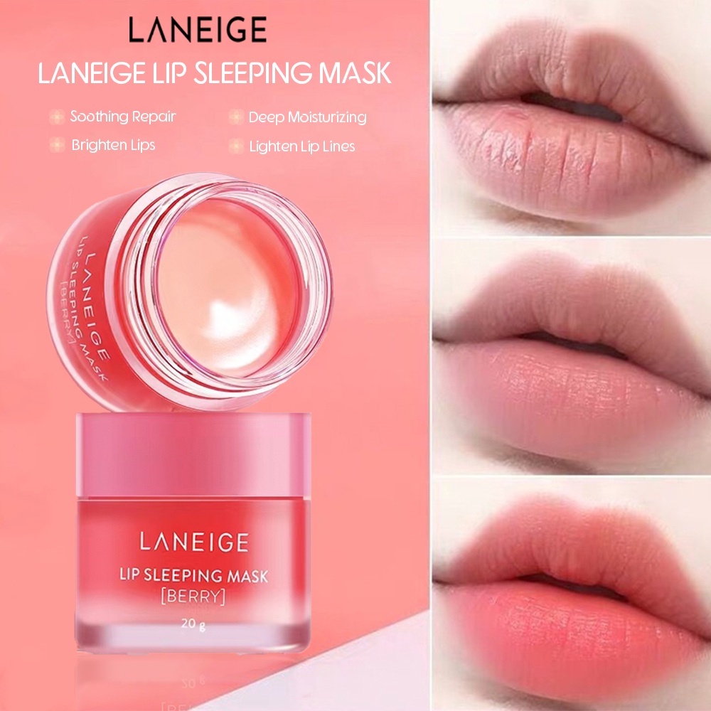 LANEIGE 韓國蘭芝唇部睡眠面膜保濕潤唇膏夜間睡眠漂白霜唇部護理保濕去除死皮淡化唇紋夜間睡眠修復口紅-3g/20