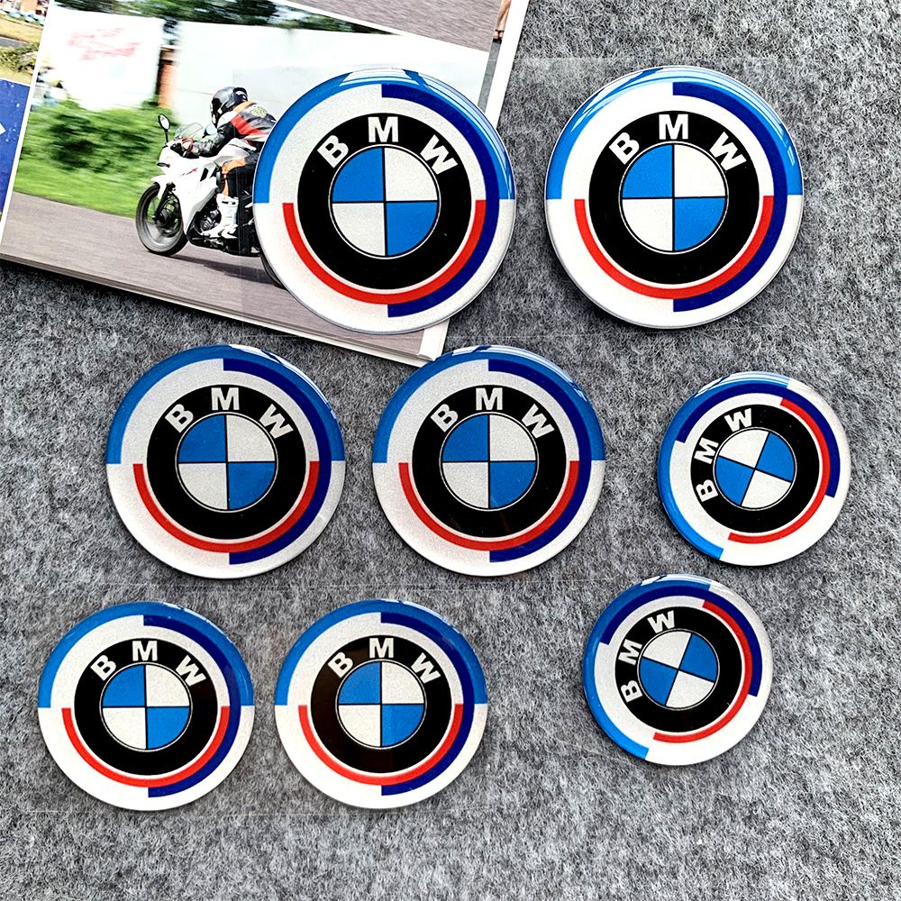 3D貼紙 滴膠貼紙 BMW貼紙 寶馬logo裝飾貼紙 50周年紀念款 BMW車標貼紙 更換凝膠 凱越改 裝貼紙