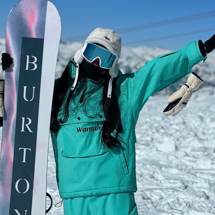 【現貨熱賣 特價】滑雪服 滑雪外套 滑雪褲 ACE多巴胺滑雪服薄荷綠大尺碼中性衝鋒衣保暖刷毛防水登山戶外外套