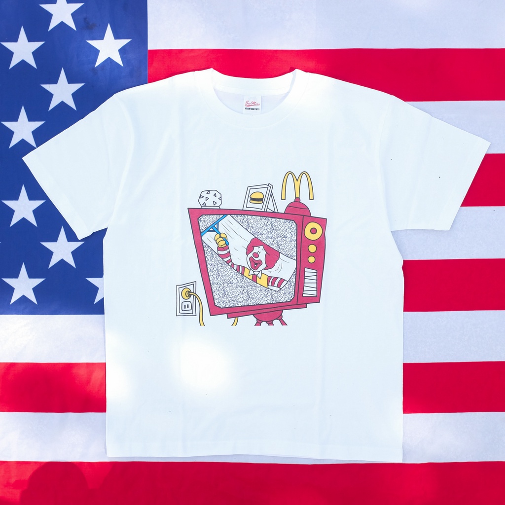 東京1993美式復古麥當勞清潔電視寬鬆印花短袖圓領T恤