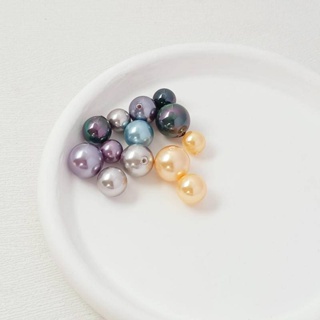 珍珠 半孔 貝殼 一對 diy 高光 貝珠 鍍色 天然 南洋仿珍珠 粘珠 託 耳環 鑲嵌首飾配件
