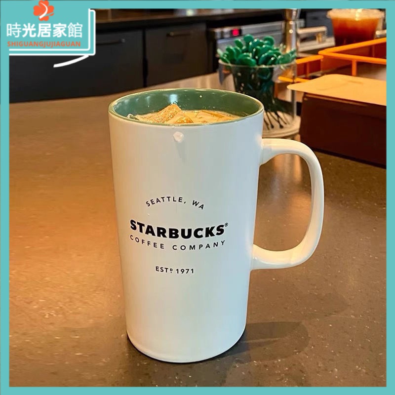 【時光居家】✨✨現貨  Starbucks星巴克經典傳承白色1971簡約馬克杯 陶瓷咖啡杯 星巴客高顏值杯子